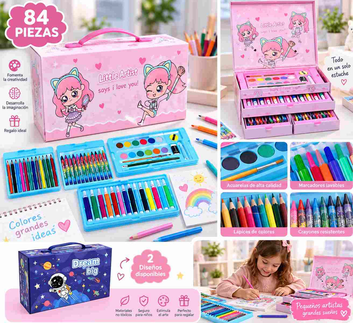 Kit de Arte Infantil 84 Piezas